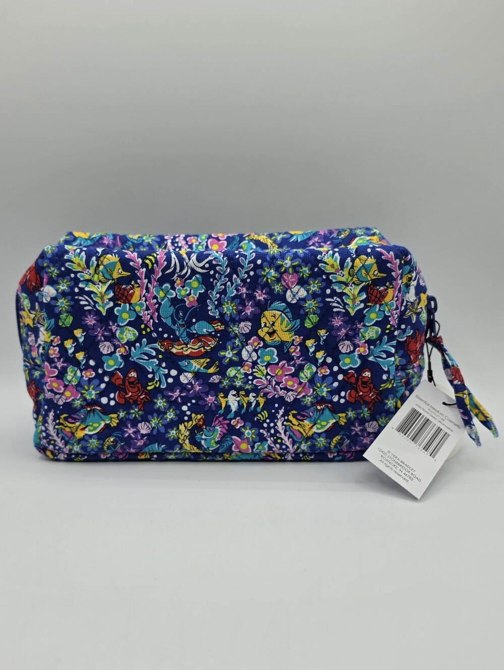 Vera Bradley Disney Ariel Floral Deep Ultramarine Essential Medium Cosmetic Bag